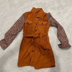 Orange and cheetah print dress